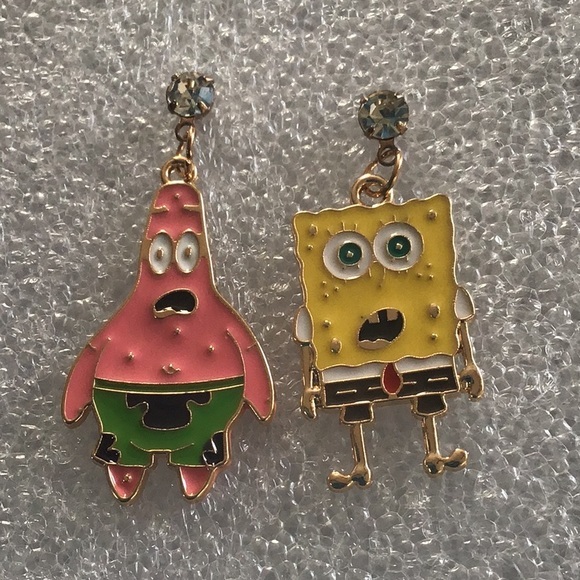 NEW❤️Handcrafted❤️Patrick & Spongebob Enamel Earrings - Picture 3 of 3